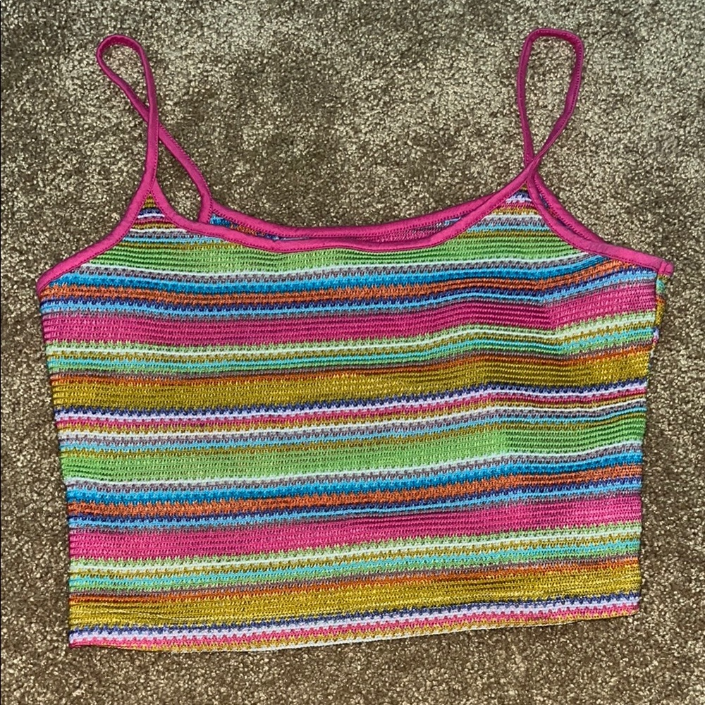 SHEIN Pink and Blue Sleeveless Crop Camisole